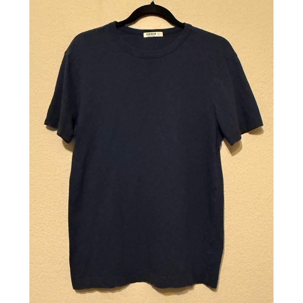 Buck Mason Mens Blue Slub Cotton Short Sleeve Crew Neck Tee Shirt S USA Casual